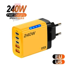 מטען קיר USB C 5 פורטים - טעינה מהירה לאייפון, אנדרואיד