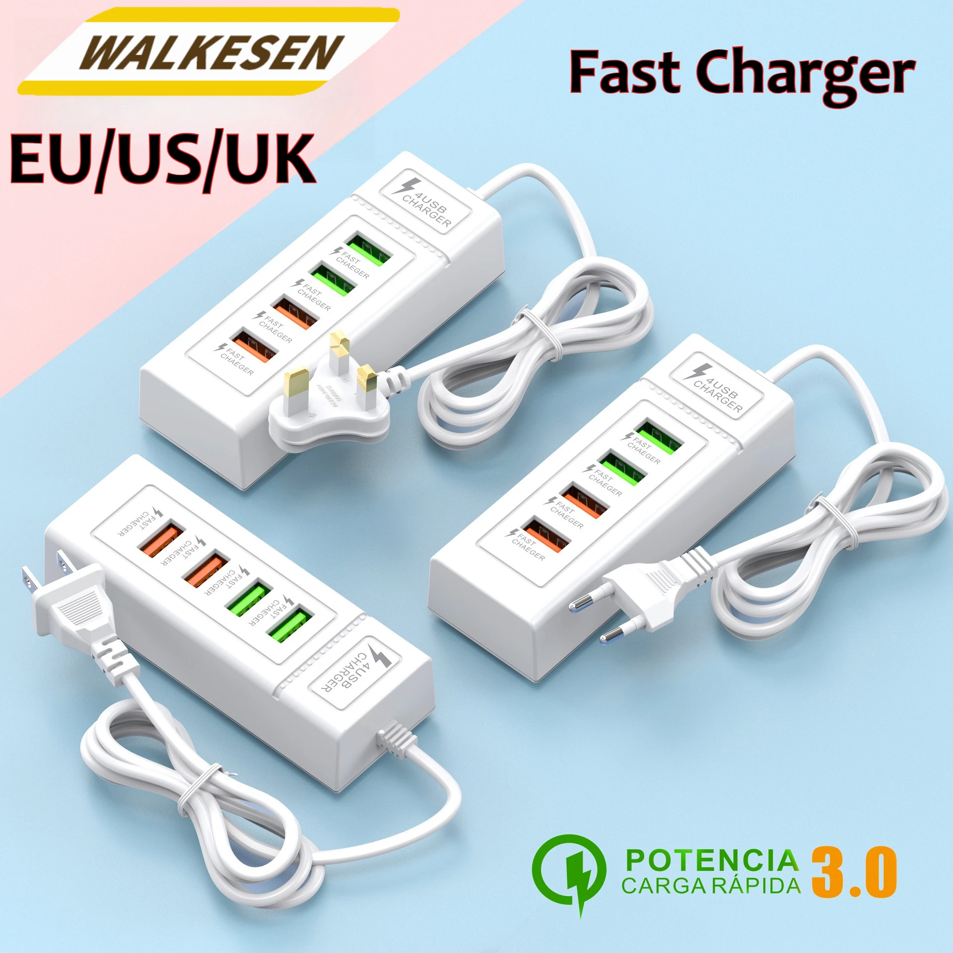 מטען קיר USB מהיר 4 יציאות - אייפון סמסונג