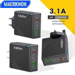 מטען קיר USB מרובה יציאות 160W - טעינה מהירה לסלולר