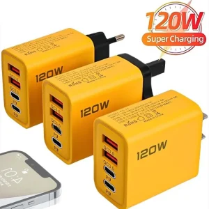 מטען קיר מהיר 120W עם 4 פורטים - לאייפון וסמסונג