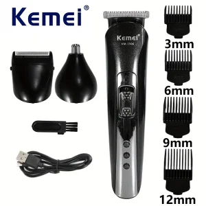 מכונת גילוח חשמלית Kemei KM-1506 - 3 ב-1 נטענת USB