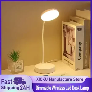 מנורת שולחן LED אלחוטית - 3 מצבי עמעום וטעינה