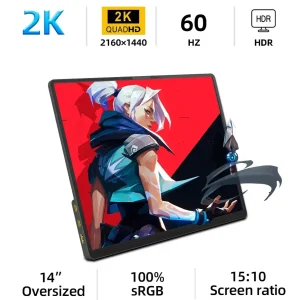 מסך נייד 14 אינץ' 2K ZSUS - לנייד, XBox, PS4 ועוד