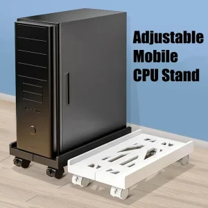 מעמד למחשב נייד מתכוונן עם גלגלים - CPU מתחת לשולחן