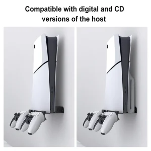 מעמד תצוגה לקיר PS5 Slim- מחזיק שלט + מהדק קיר