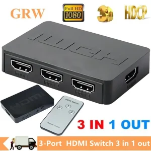 מפצל HDMI 3 כניסות 1 יציאה - 1080P לטלוויזיה