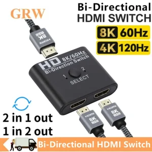מפצל HDMI דו-כיווני 8K 2x1 - למחשב, PS5 וטלוויזיה