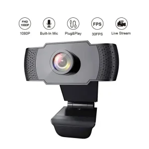 מצלמת רשת 1080P Full HD עם תאורה ומיקרופון USB