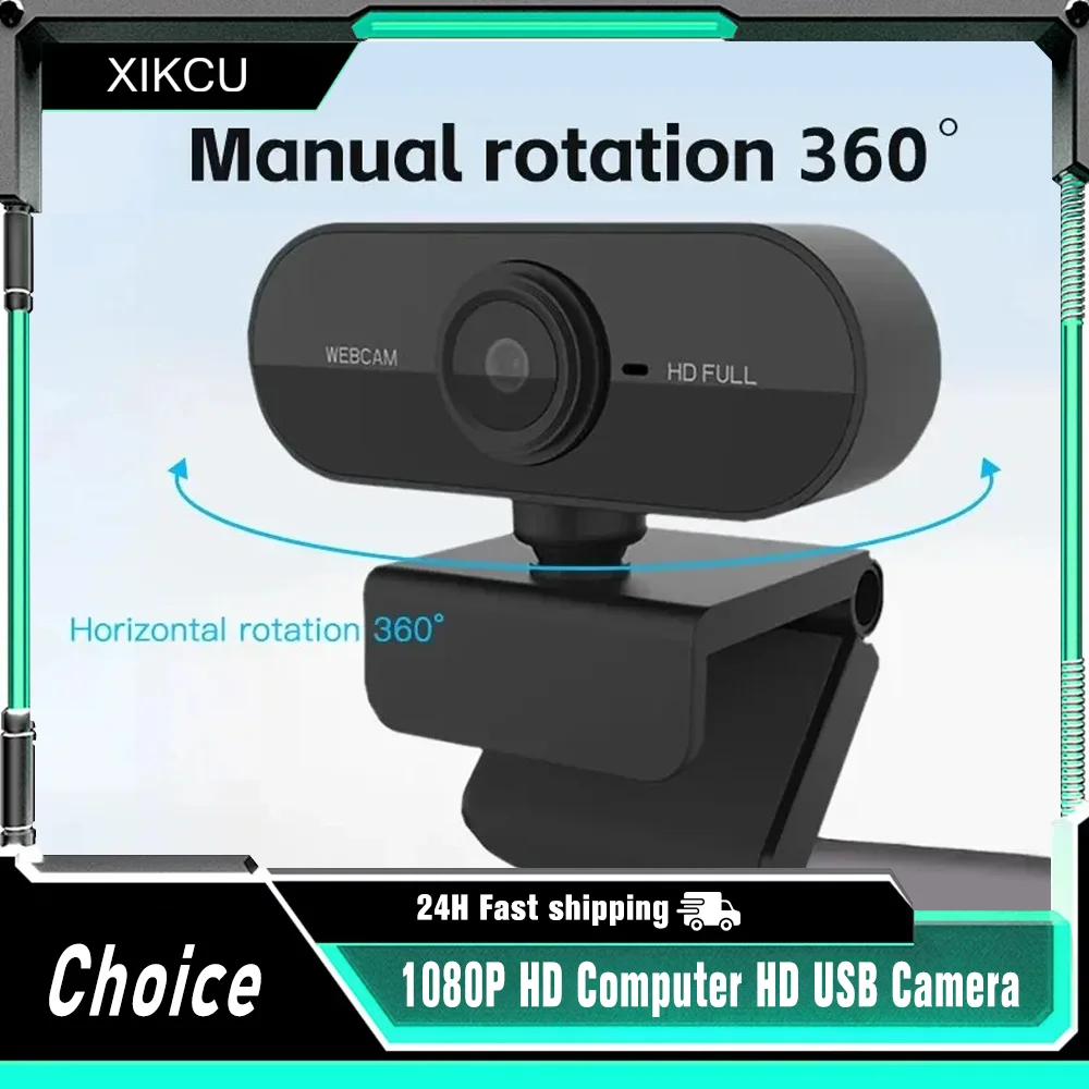 מצלמת רשת XIKCU 1080P HD - מצלמה עם מיקרופון ו-USB
