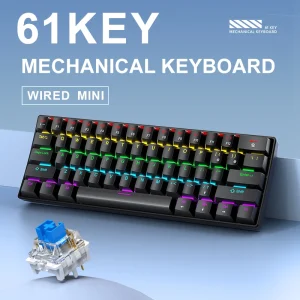 מקלדת מכנית K61 - אלחוטית וצבעונית לגיימינג,עבודה