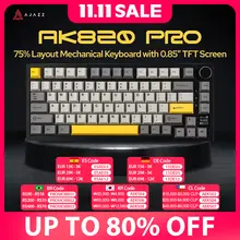 מקלדת מכנית גיימינג Ajazz AK820 - אלחוטית עם חוגה