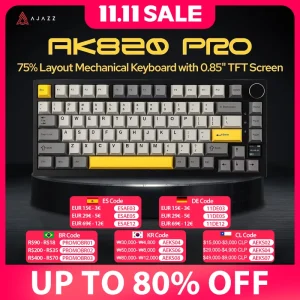 מקלדת מכנית גיימינג Ajazz AK820 - אלחוטית עם חוגה