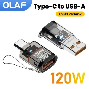 מתאם OTG טעינה מהירה USB-C לאייפון, מקבוק - Olaf 120W