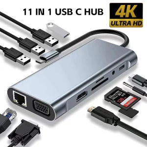 מתאם Type C 11 ב-1 - HDMI 4K למחשב נייד