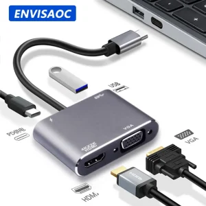 מתאם USB C ל-HDMI-VGA-USB 3.0 - למחשב נייד