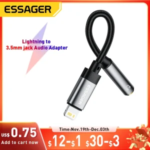 מתאם אוזניות Essager Lightning-3.5 מ,מ , אייפון, אנדרואיד