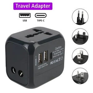 מתאם טעינה אוניברסלי לנסיעות - עם USB ו-Type C