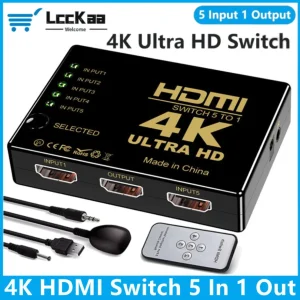 מתג HDMI KVM 5 ב-1, וידאו 4K, מתאם ל-Xbox