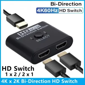 מתג HDTV דו כיווני 4K - 2 כניסות למחשב, טלוויזיה, PS4