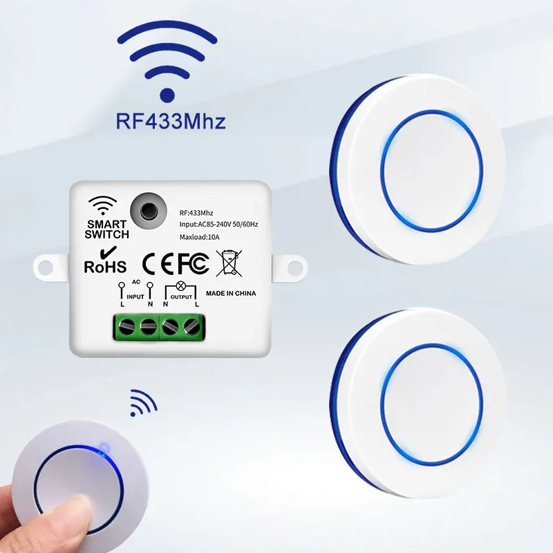 מתג אור אלחוטי 433MHz - שלט LED, 220V,110V