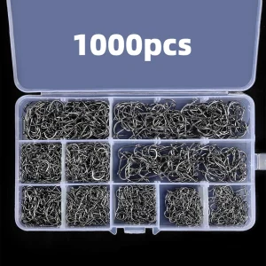סט קרסים לדייג - 1000 יחידות פלדת אל-חלד - ציוד דייג