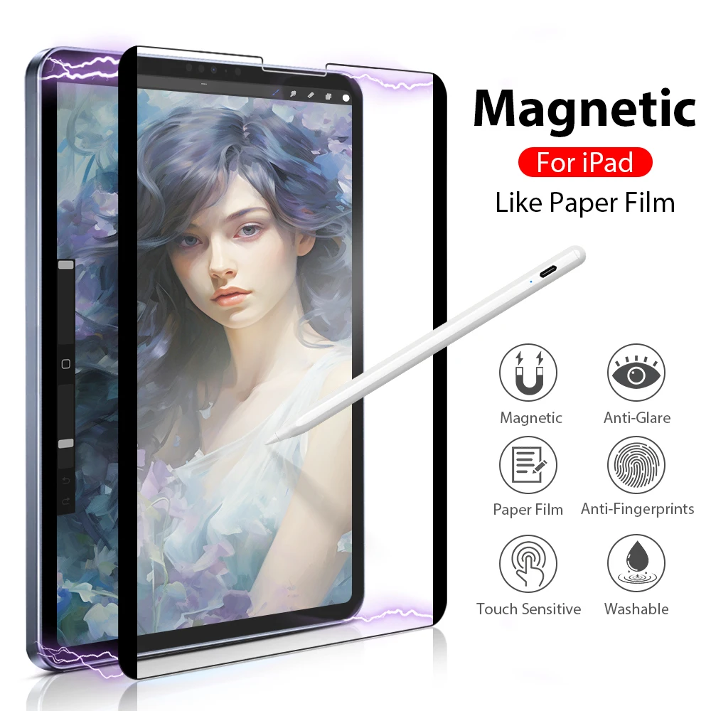 סרט מגן מגנטי לאייפד - דגמים רבים - Magnetic Paper Film