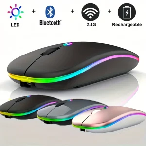 עכבר אלחוטי ארגונומי RGB - Bluetooth ו-2.4GHz