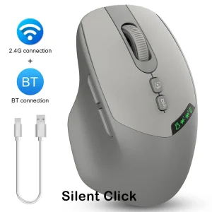 עכבר אלחוטי שקט - Bluetooth 2.4G ל- PC,Mac