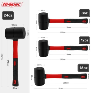 פטיש גומי דו-צדדי Hi-Spec - להתקנה ו-DIY מקצועי