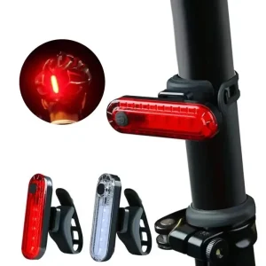פנס אחורי לאופניים נטען USB-אדום בהיר במיוחד