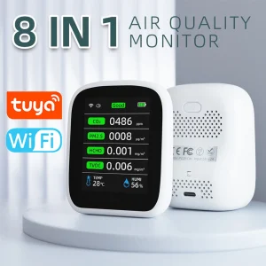 צג איכות אוויר Tuya WIFI 8 ב-1 - מדיד CO2 HCHO TVOC