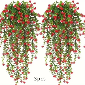צמחי תליה מלאכותיים - 3 יח׳ אקליפטוס ירוק עמיד UV
