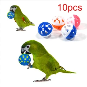 צעצוע תוכי - 10 כדורי פעמון צבעוניים ללעיסה