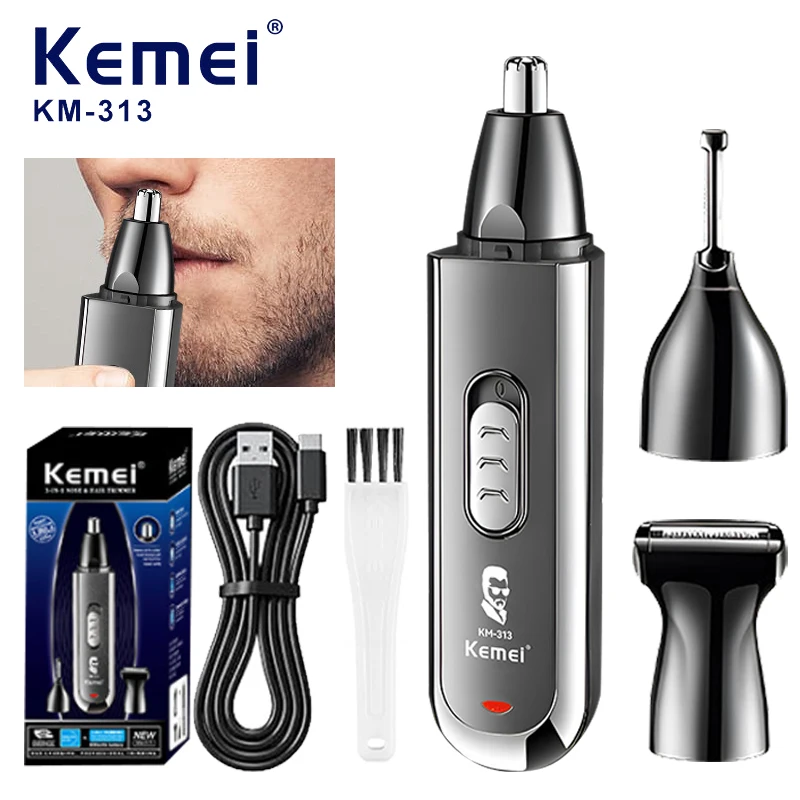 קוצץ גבות אף אוזן Kemei 3 ב-1 - הסרת שיער חשמלית