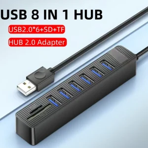 קורא כרטיסים 8 ב-1 USB למחשב נייד-רכזת USB