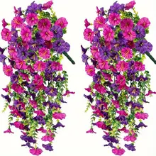 קישוט תלוי זר פרחים מלאכותי עמיד UV - 2 יח'