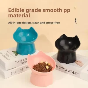 קערת אוכל חתולים מוגבהת - אוזניים ארוכות, בטיחותית