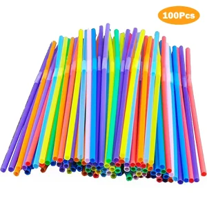 קשיות שתייה צבעוניות גמישות - 100-600 יחידות