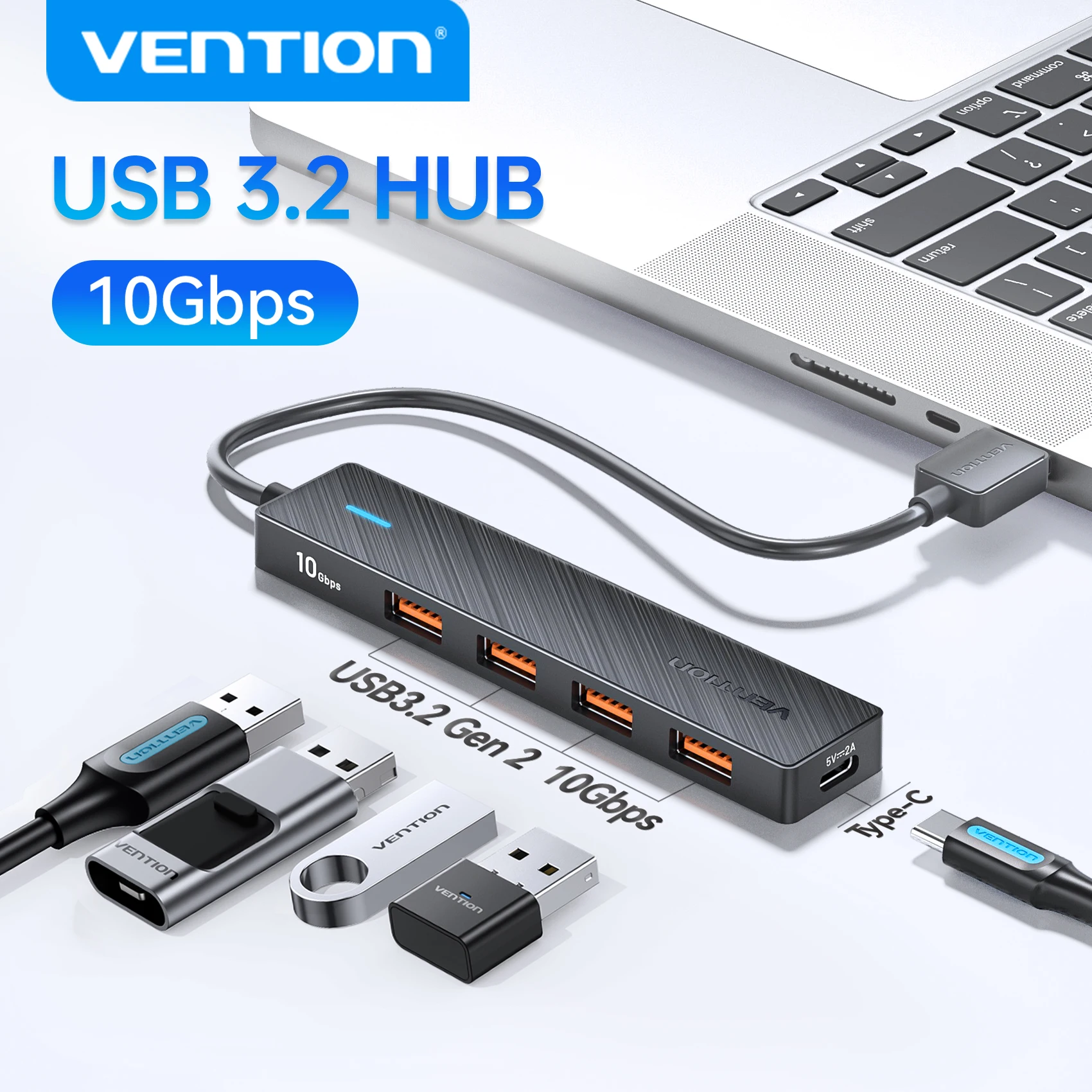 רכזת USB 3.2 Vention - 5 פורטים, מפצל למחשב נייד
