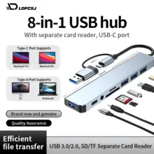 רכזת USB-C 8 ב-1, תחנת עגינה למחשב נייד ומכשירים