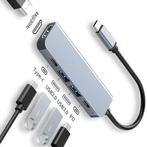 רכזת USB C - HDMI 4K, USB 3.0, טעינה למחשב נייד
