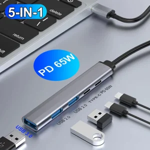 רכזת USB C PD 65W - מפצל 5 פורטים למחשב נייד