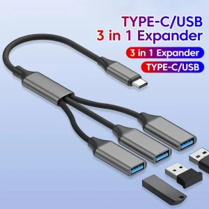 רכזת USB Type C 3 ב-1 - מתאם OTG למחשב נייד