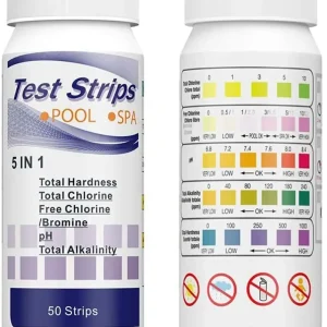 רצועות בדיקה לבריכה 5 ב-1 - 50 יח׳ - בדיקת pH
