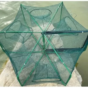 רשת דיג מתקפלת 6 חורים - לוכד סרטנים ודגים