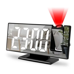 שעון מעורר דיגיטלי עם הקרנה 180° - טמפרטורה USB