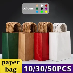 שקיות נייר צבעוניות למתנות - חג,מסיבה - 10,30,50 יח'