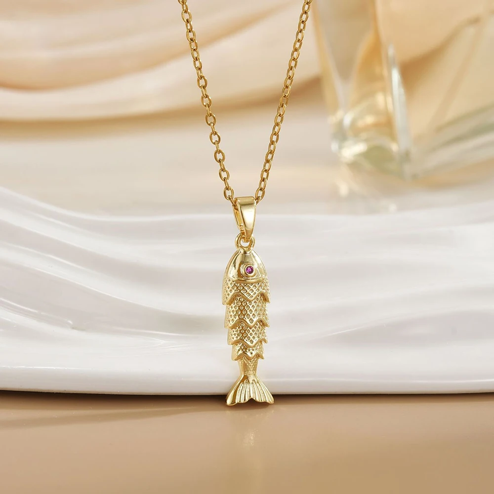 שרשרת דג זהב רטרו נשים - תליון קוי נירוסטה