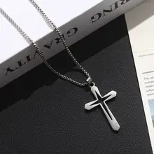 שרשרת צלב לגבר - היפ הופ נירוסטה - תליון קריסטל