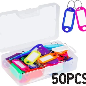 תגי שם למפתחות פלסטיק - 50 יח' , תג זיהוי
